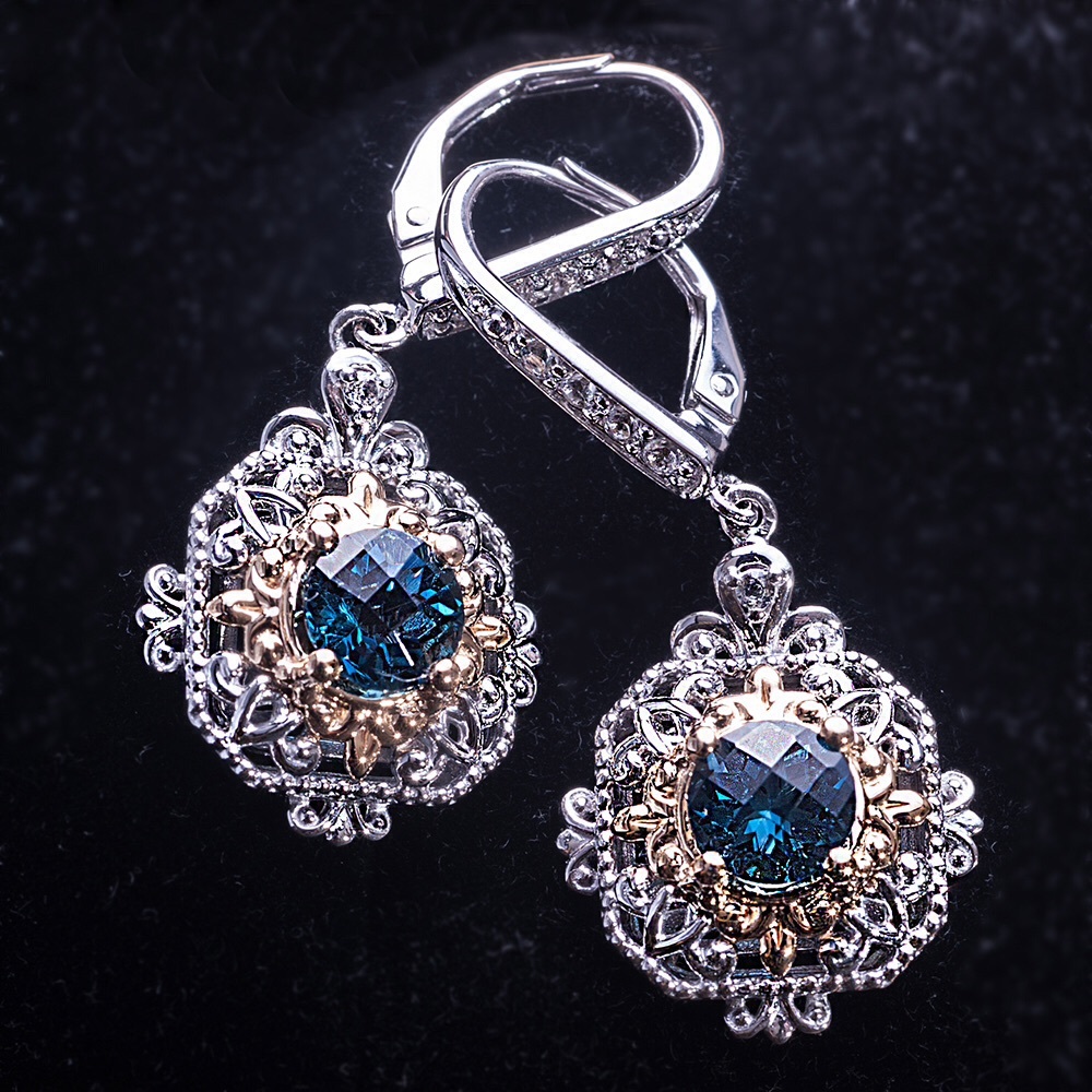Victoria Wieck Teal and Gold Filigree Earrings
